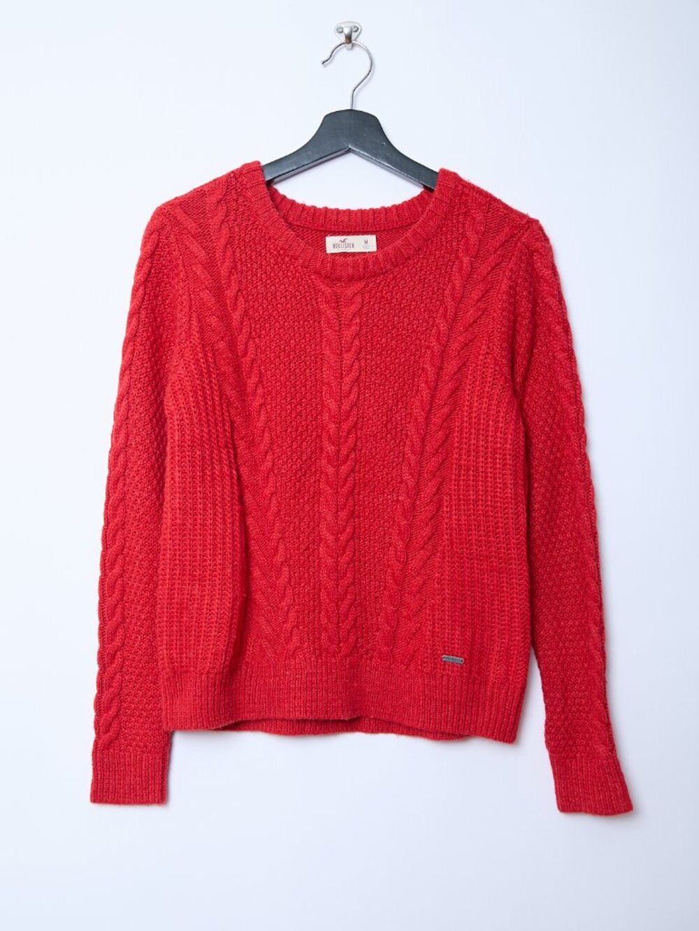 Hollister Vintage Fisherman Cable Knit Crewneck Wool Blend Sweater Cozy Grandpa